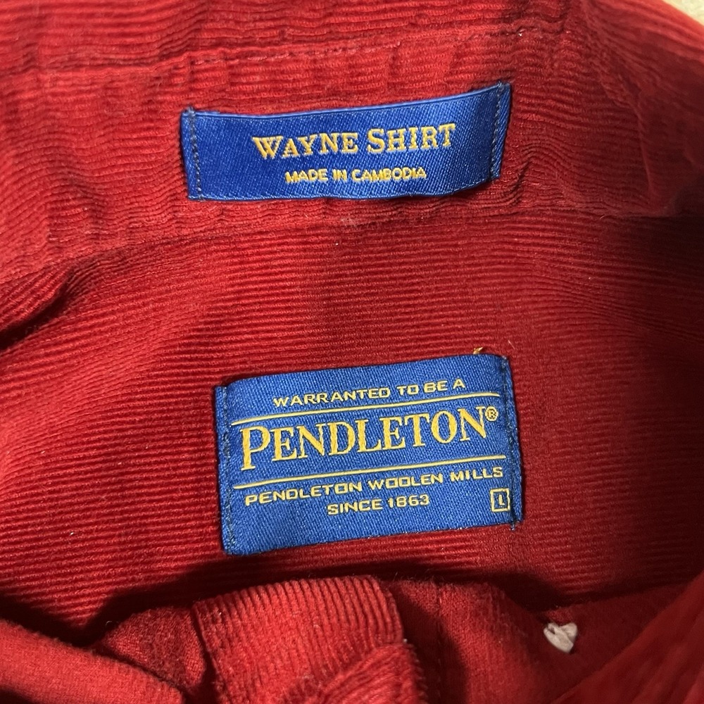 Pendleton WAYNE SHIRT Long Sleeve Button Down Red Corduroy Shirt Men's Size L - Picture 4 of 4